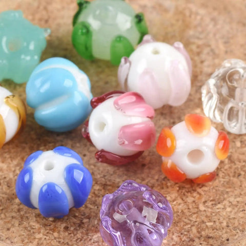Premium Handcrafted Lampwork Glass Beads Deep Purple Flower Pendants Killer Shine 5 Piece Set For Jewelry Making DIY Crafts Smooth Operator Go To Spacer Charm Supplies 12Mm