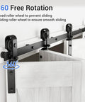 Bi Folding Sliding Barn Door Hardware Kit For Four Doors, 48 Inch Black Track With J Shape Rollers, Heavy Duty Steel Hangers