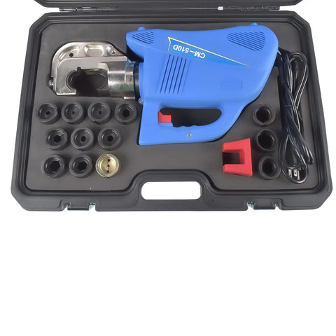 Built Like A Tank 15 Ton Hydraulic Crimping Tool With 14 Die Set Professional Grade For 9 Awg To 800 MCM Cable in toolkit.