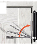 Adjustable Door Closer With Auto Spring Soft Close, Quiet, Easy Install Indoor Door Hardware In Black, attached to door frame