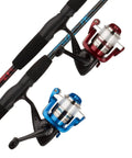 Navigator Spincast Fishing Combo 6 Ft Two Piece Rod Ambidextrous with Blue and Red Color Mix Pre Spooled 6 Lb Monofilament