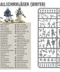 Winter Fallschirmjaeger Bolt Action Platoon Miniatures Pack, unpainted 28mm WW2 German Paratroopers model sprue and assembly guide