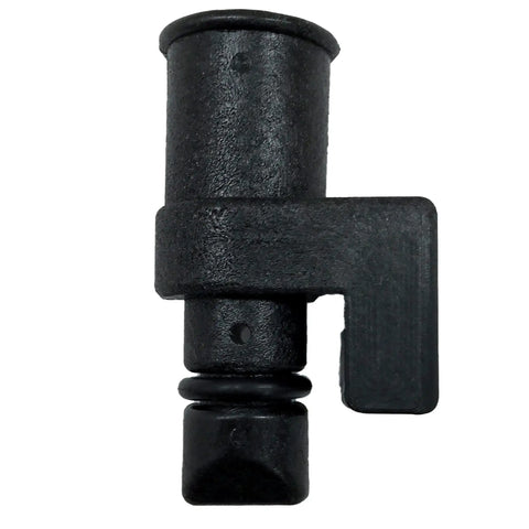 Locking Cap Cover For Automatic Transmission Dipstick Charge Tube Seal With New Rubber Seal Replacement Part For Nissan Filler Tube Fits Select Nissan Vehicles Ref 31086-3TA1A, black plastic material, side view