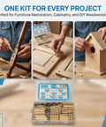 All-In-One 284 Piece Wood Dowel Kit With Eight Sizes And Drill Bits in use for woodworking and crafting projects