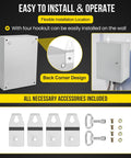 Built Like A Tank IP66 Waterproof Steel Electrical Enclosure For Outdoor Projects, with four hooks for easy wall installation.