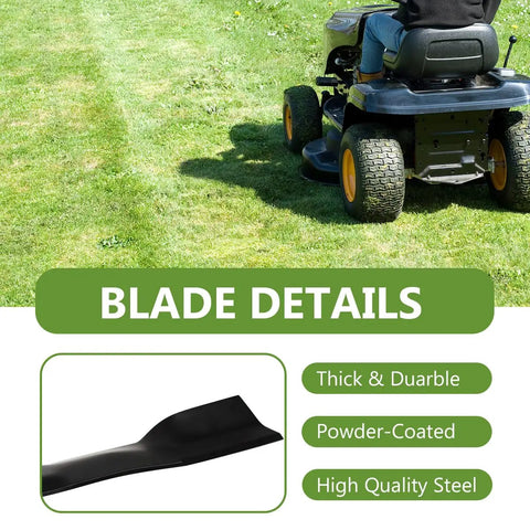 Beefy High Lift Lawn Mower Blade For 42 Inch Deck Fits D105 D110 LT160 LA135 Z225 And More Heavy Duty Replacement Replaces AM141034 AM141032 AM154062 AM137327 AM154061 2 Pack installed on lawn mower