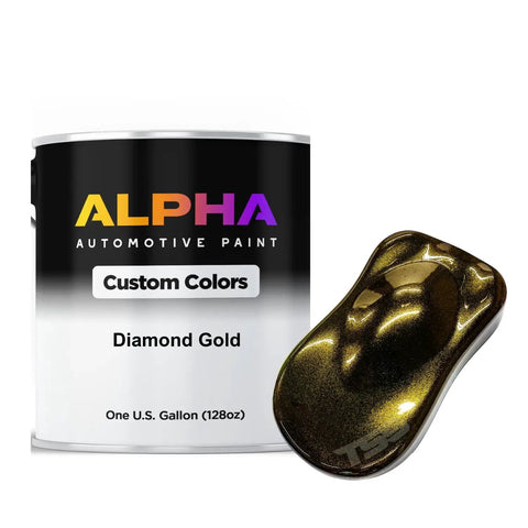 Pro Grade Automotive Basecoat Midcoat Paint Gallon Ready To Roll Medium Effect Finish For Custom Cars Includes Straight Shooter Reducer with Diamond Gold finish.