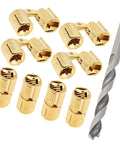 Brass cabinet hinges set with drill bit for easy hidden mounting, 10mm barrel, 180 degree opening, invisible mount, 8-piece