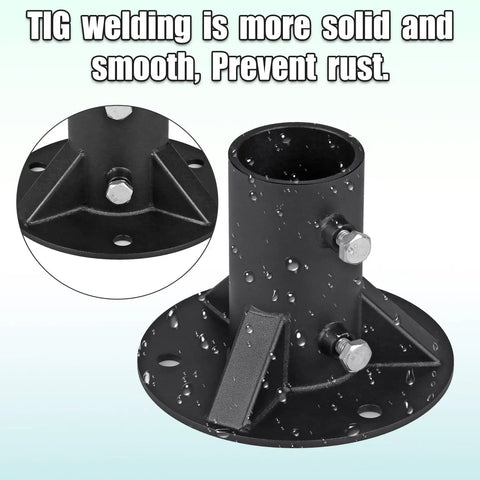 2 Inch Floor Flange Chain Link Fence Post Bracket Beefy Heavy Duty Steel Base For Round Posts OD 1 7 8 Inch