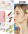 18K Gold Plated Ball Post Earring Studs With Loop Kit For DIY Earrings Making, 300 Pieces Including 100 Loop Posts, 100 Stainless Steel Open Jump Rings, And 100 Ear Nuts For Jewelry Crafting, gold dangling earrings shown
