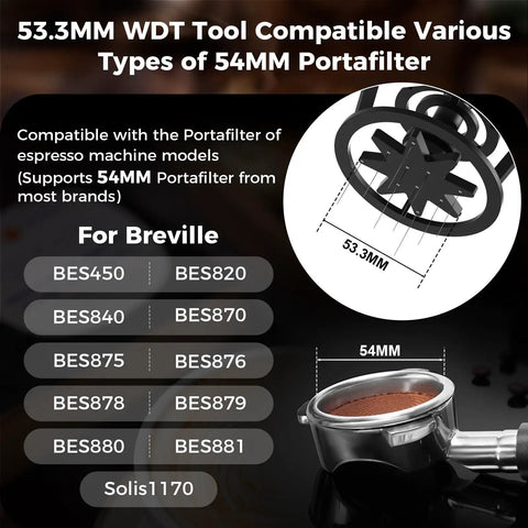 Level Up Your Daily Grind With This Legit Espresso Wdt Tool, 53.3mm design for various 54mm portafilters, ideal for baristas.