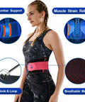 Slip On This Breathable Lumbar Support Belt To Lock Firm Compression And Fast Lower Back Pain Relief While Quieting Sciatica Kinks So You Can Crush Your Daily Grind Without Skipping Steps with red breathable mesh and hook & loop design.