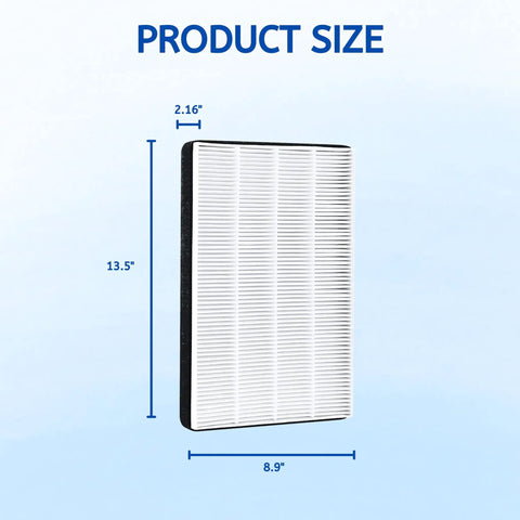 Two Pack True HEPA Filter Replacement for Filtrete Room Air Purifier dimensions illustrated