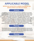 List of applicable dryer models for Amana and Maytag brands with contact note for assistance in model search.