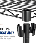 Boltless assembly detail of 5 Tier Heavy Duty Wire Shelving Rack With Raised Edges And Oil Resistant Baked Finish.