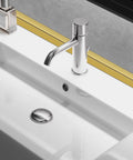 Top Tier Matte Gold L Shaped Corner Guards Peel And Stick Molding Trim For Furniture Edge Bumper Table Door Frame Protector No Sweat Diy Installation Smooth Vibe Check For Any Crib Upgraded Room Makeover At Sixteen Feet Long, installed on a vanity.