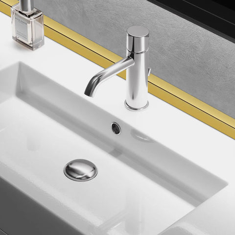 Top Tier Matte Gold L Shaped Corner Guards Peel And Stick Molding Trim For Furniture Edge Bumper Table Door Frame Protector No Sweat Diy Installation Smooth Vibe Check For Any Crib Upgraded Room Makeover At Sixteen Feet Long, installed on a vanity.