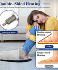 Woman using Double Sided Electric Foot Warmer with LCD Display and Auto Shut Off, 9 Heat Settings, under desk cozy gray warmer