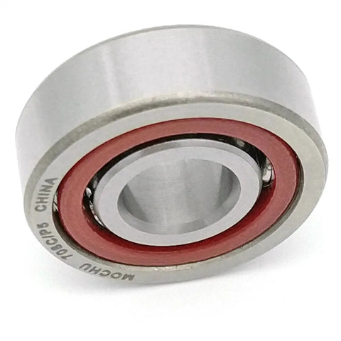 Heavy Duty Single Row Angular Contact Ball Bearing 8X22X7mm ABEC-5 Open Design with red seal for high speed applications.