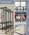 Top Shelf Heavy-Duty Foldable Clothes Wardrobe showing stable design and zipper cover for dust prevention, dimensions 66x19.68x70 inches.