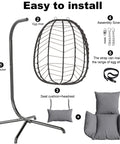 Hanging Egg Chair With Stand For Indoor And Outdoor Relaxation Cozy Wicker Hammock Lounge Chair With Cushion Parts Display