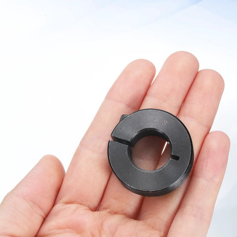 Two Pack Single Split Shaft Collar With 5/8 Inch Bore, 1-5/16 Inch Outer Diameter, 7/16 Inch Thick, Black Oxide Lock Collar Clamp With Set Screws, 1045 Steel on hand