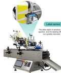 Close-up of label sensor on Heavy Duty Round Bottle Labeling Machine Horizontal Desktop Conveyor System High Speed Output.