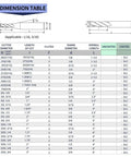 Dimension diagram for 1/4-in carbide square end mill; 3 flutes, 1/8-in shank, various overall lengths, DLC coating option.