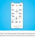 Phone screen showing real-time metrics on Approach R10 Portable Golf Launch Monitor for Indoor Practice and Driving Range.