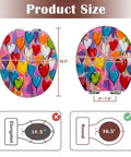 Generic Round Resin Toilet Seat for Bathroom showing dimensions of 16.5 inches length and 14.5 inches width with colorful hearts.