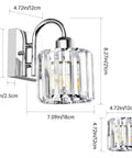 Four Light Chrome Crystal Vanity Light Over Mirror For Bathroom, Elegant Long Chrome Fixture With Crystal Finish, 7.09 Inches Wide