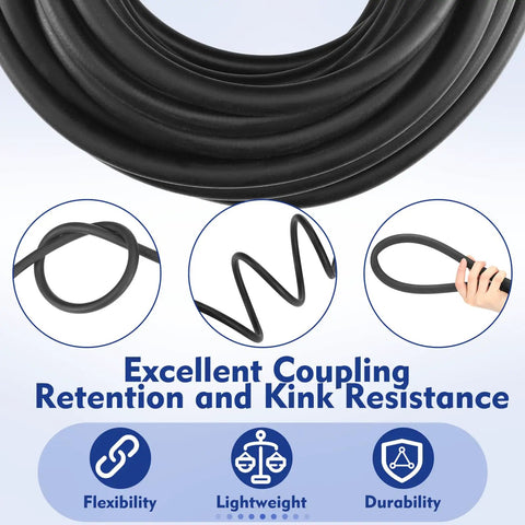 Close-up of Three Eighths Inch EPDM Garden Hose 100 Ft Heavy Duty Sprayer Hose 200 Psi Kink Resistant All Purpose Air Water Chemical