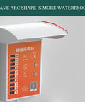 Built Tough Outdoor Rain Canopy For Ev Charger Wall Box Cover Weatherproof Shelter over EV charger displaying control panel.