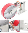 8 Inch Heavy Duty Gate Caster Wheels With 800 Lb Per Wheel Smooth Rollin Swivels For Fence Gates And Carts showing steel mount and red wheel