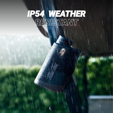 Series 4 Ultra Golf Rangefinder With Slope Switch Black in rain showing IP54 weather-resistant feature