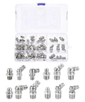 Nickel Plated Steel Heavy Duty Grease Fittings Kit 45 Piece Set With Straight And 90 Degree And 45 Degree Nipples in case