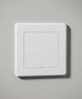 No Drill ABS Access Panel For Drywall Peel Stick Ceiling Pipe Cover Hides Nasty Pipes on gray wall, compact and smooth design.