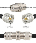 UHF Female to Female Bulkhead Connector for PL259 Coax, 50 Ohm RF Adapter, SO239 to SO239, Brass Nickel Plated With PTFE Insulator