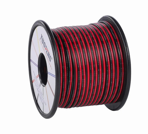 22 AWG Electrical Wire For LED Strips 100 Ft Red Black 2 Pin Extension Cable DC 12V 24V Single Color With Oxygen Free Copper Tin Plated PVC UL1007 Flexible Low Resistance High Conductivity spool