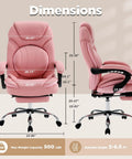 Comfy Reclining Office Chair With Footrest For Women, Wide Seat Big Tall Ergonomic Gaming Desk Chair, 500lb Plus Size Recliner, dimensions.