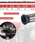 Stainless steel braided CPE fuel line detail for Adjustable Fuel Pressure Regulator Kit 3 to 70 PSI For EFI Systems With 6AN Return
