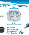 Real Deal Four Pack Three Quarter Inch Bore Solid Steel Shaft Collars With Heavy Duty Zinc Coating And Reliable Cup Point Set Screws, shown with dimensions.