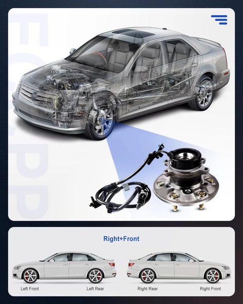 Front Wheel Bearing Hub Assembly With ABS Bolt-On Direct Fit For Isuzu I-280 And I-290 Plus GMC Canyon And Chevrolet Colorado 6 Lug Vehicles OE 515105 Drop-In Replacement Long-Life Performance shown with car components and installation diagram.