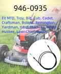 Transmission Shift Cable Replacement For MTD Cub Cadet 73 Inch Cable next to lawn mower on grass
