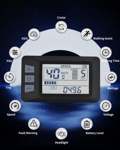 Ebike Display UART No 2 Protocol For 24V 36V 48V 60V Electric Bikes LCD Panel Screen Speedometer Odometer For Bike Modifications 5 Pin Connector Easy Install And Personalize Your Ride
