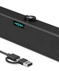 HiFi Computer Soundbar For Desktop PC And Mac USB Plug In Wired External Speakers With RGB Gaming Lights HD Stereo Punchy Bass Volume Knob USB C Adapter Perfect For Desk And Monitor