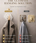 Heavy Duty Adhesive Wall Hooks With Rock Solid Grip, Hexagonal Ripple Texture built tough, showing comparison with different hooks.
