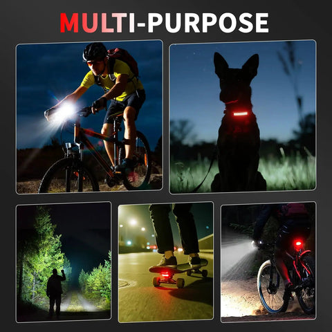 Ultra Bright 2000 Lumens Bike Light Set With Front Headlight And Rear Taillight, USB C Rechargeable, 3000mAh Battery, 6 Front Modes And 5 Rear Modes, Waterproof IP65, Aluminum Body For Night Riding, Commuting, And Safe Streets