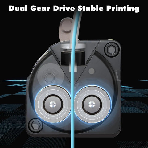 Dual Gear Direct Drive Extruder Kit With Heavy Duty Stepper Motor For K1 Max K1C K1 SE And Ender 3 V3 Plus showing gear and filament.