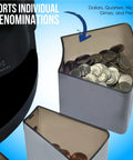 Smart S545 Pro Coin Counter Sorter And Wrapper For Busy Cash Joints shown sorting coins into denominations.